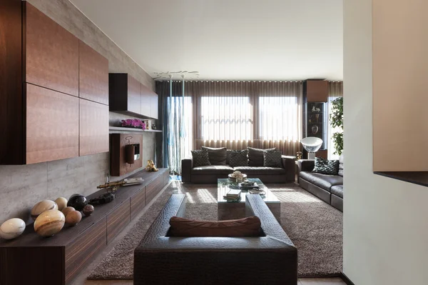Salon avec divans en cuir — Photo