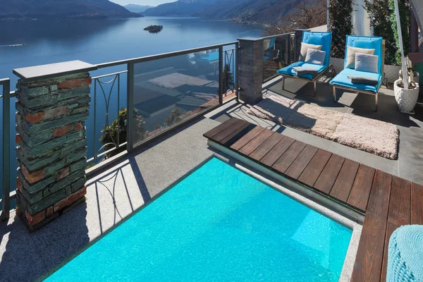 Terrace with pool in a luxury house — Stock Photo, Image