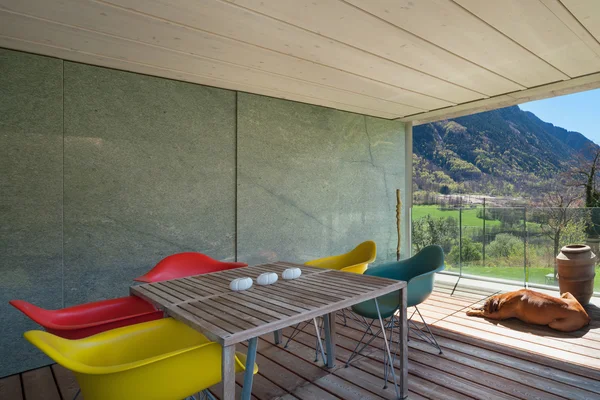 Terrace of a modern mountain house — Stock Photo, Image