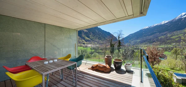 Terrace of a modern mountain house — Stock Photo, Image