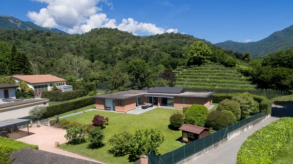 Modern brick house, aerial view — Stock Photo, Image