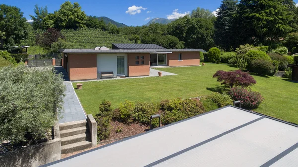 Modern brick house, aerial view — Stock Photo, Image