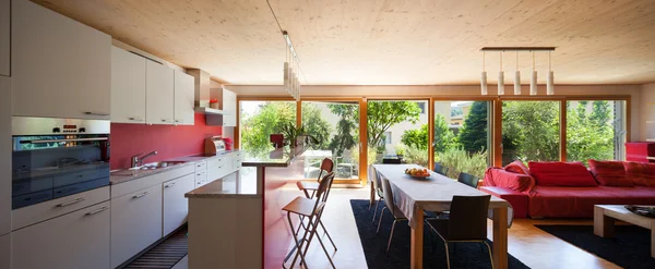 Interior, dining table and kitchen — Stock Photo, Image