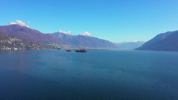 Dolly Brissago Islands Maggiore Lake Switzerland Slunečný Den Malé Mraky — Stock video