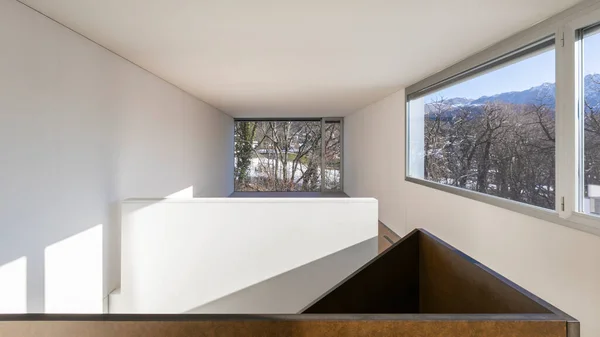 Interior Uma Única Casa Família Grande Espaço Vazio Com Vista — Fotografia de Stock