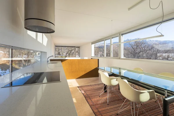 Mooi Modern Huis Interieur Van Een Eetkamer Met Een Mooi — Stockfoto