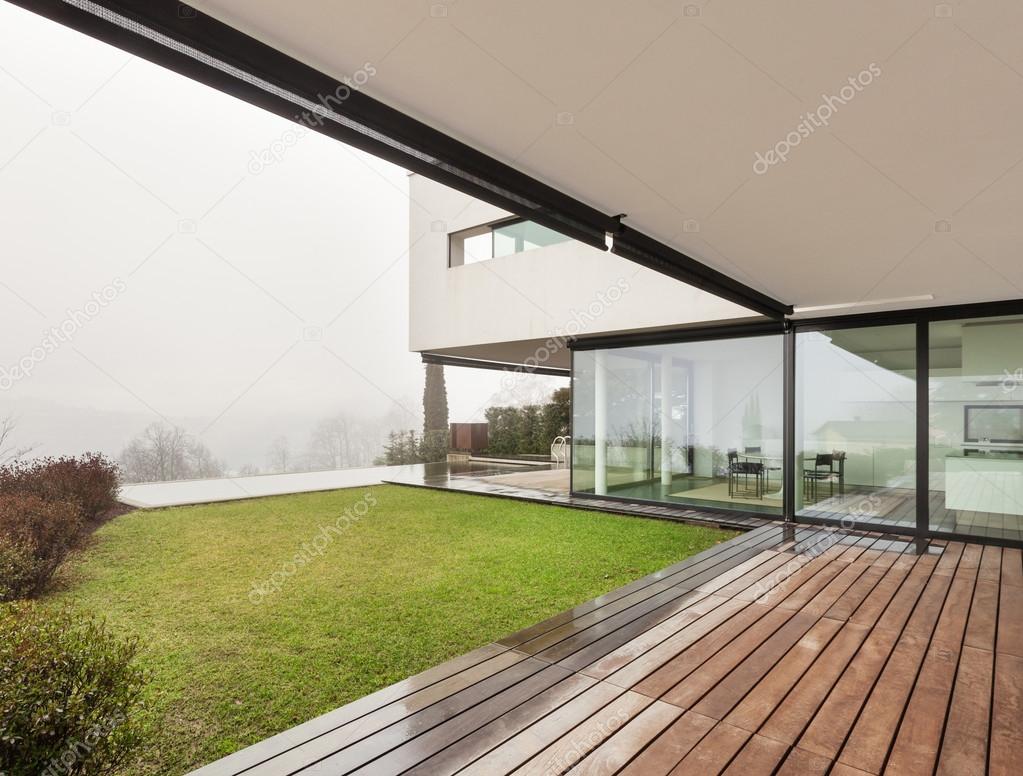 Modern villa, view from veranda