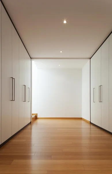 Interior, long corridor with wardrobes — Stock Photo, Image