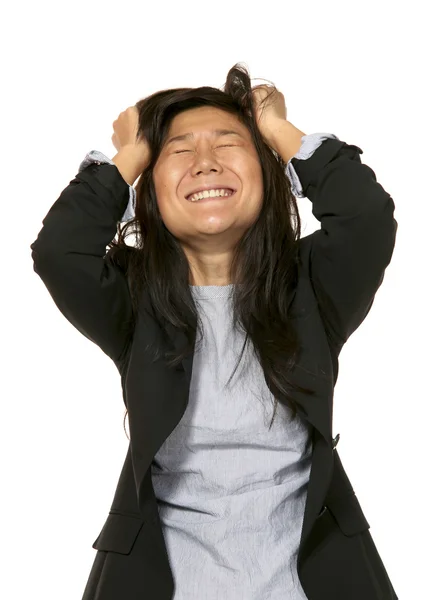 Retrato de mujer de negocios asiática estresada — Foto de Stock