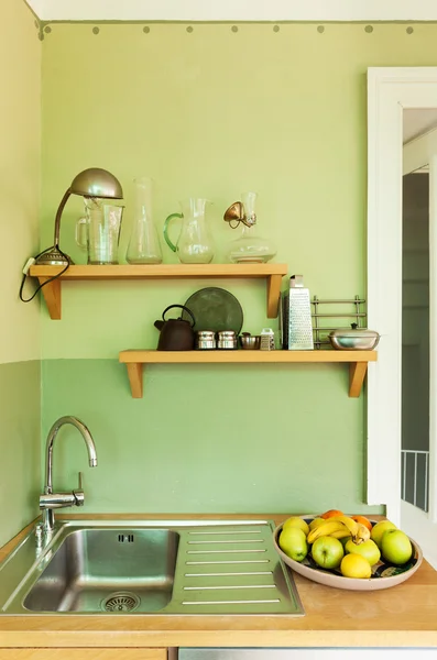 Nice loft, kitchen with fruits at sink — Stock Photo, Image