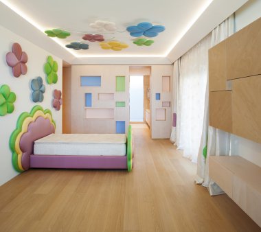 Renkli çiçekler ile modern en az yatak odası