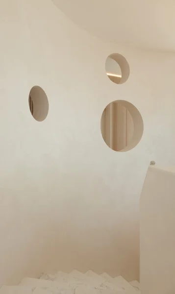 Geometrische omcirkelde gat in de muur — Stockfoto