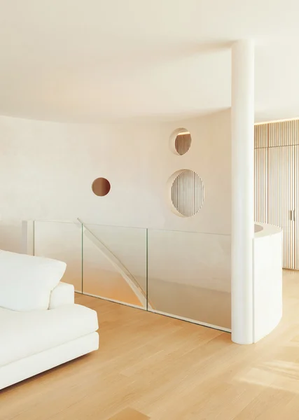 Intérieur géométrique avec trous circulaires dans le mur — Photo