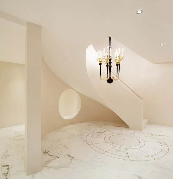 Geometrical interior with marble floor and stairs — Stock Photo, Image