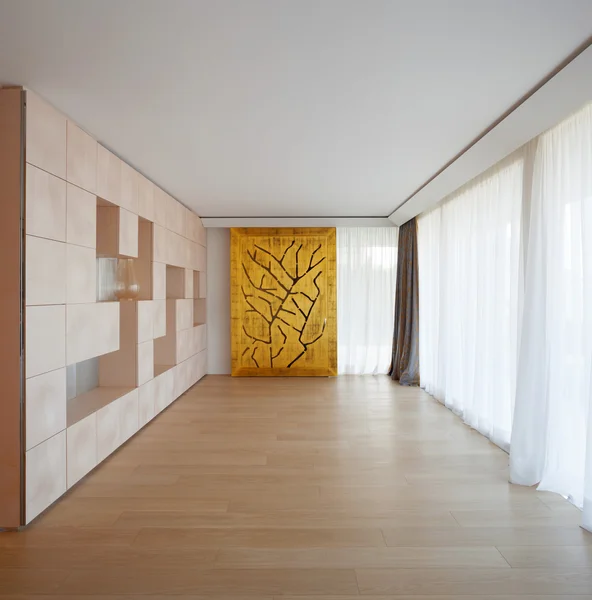 Quarto de luxo com parede de arte geométrica — Fotografia de Stock