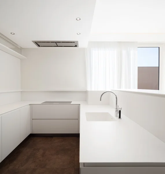 Dapur super minimalis putih — Stok Foto