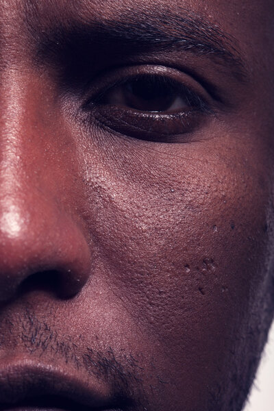 Eye close up view of African man