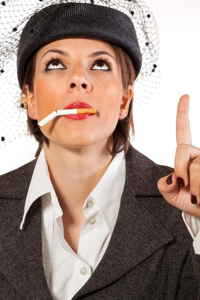 Woman with broken cigarette — Stock Photo, Image