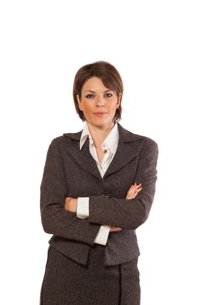 Woman in suit on white background — Stock Photo, Image