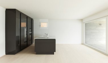 Siyah mutfak görünümü