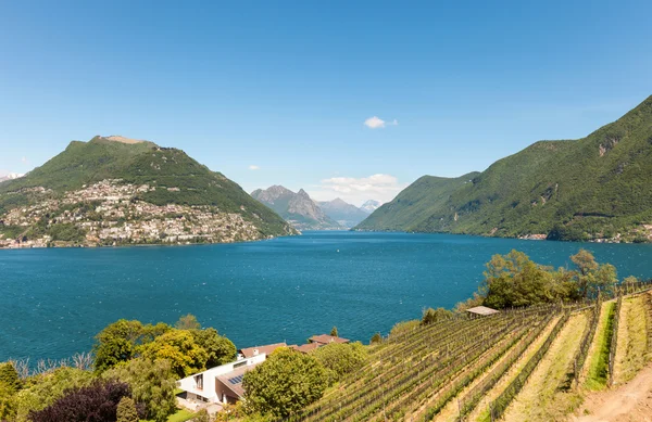 Lago Lugano, paisaje — Foto de Stock
