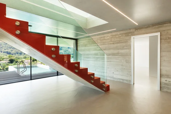 Interior, red staircase — Stock Photo, Image