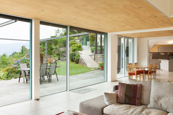 interior, living room room, veranda view