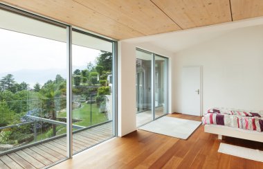 house, iç, modern yatak odası