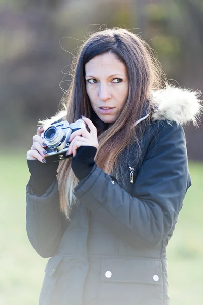 Lady with her camera — Stock Photo, Image