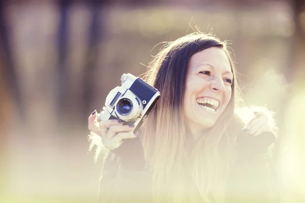 Lady with her camera — Stock Photo, Image