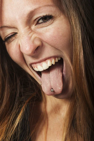 Retrato senhora com piercing — Fotografia de Stock