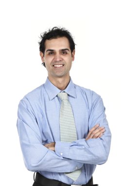 mavi gömlekli bir adam iş