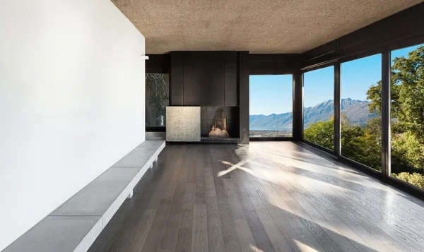 Casa, habitación vacía con chimenea — Foto de Stock