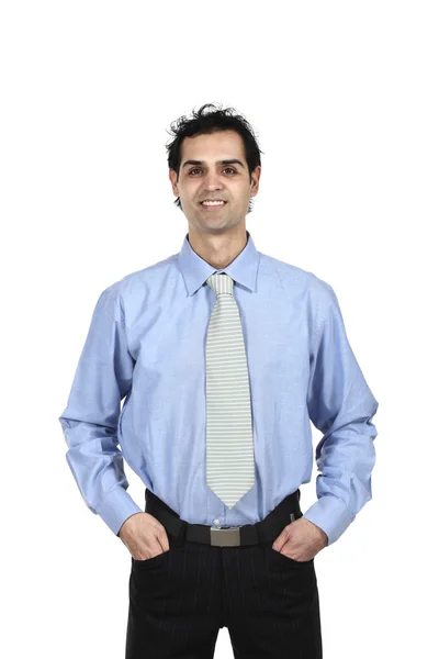 Homem de negócios em camisa azul — Fotografia de Stock