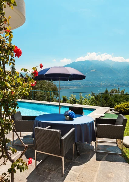 House, terrace with swimming pool — Stock Photo, Image