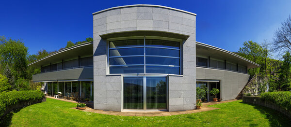 Outside of modern house in summer