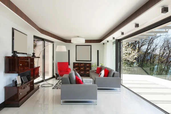 Bela sala de estar de um apartamento de luxo — Fotografia de Stock