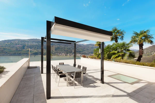 Interiors, beautiful veranda overlooking the lake