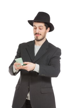 adam şapka ve para