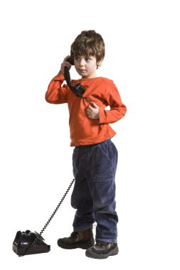 joyful kid at phone