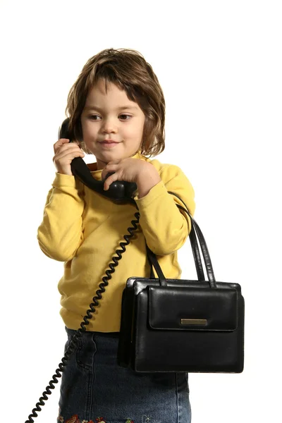 Petite fille avec téléphone — Photo