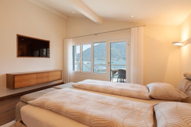 İç mimari, yatak odası, televizyon