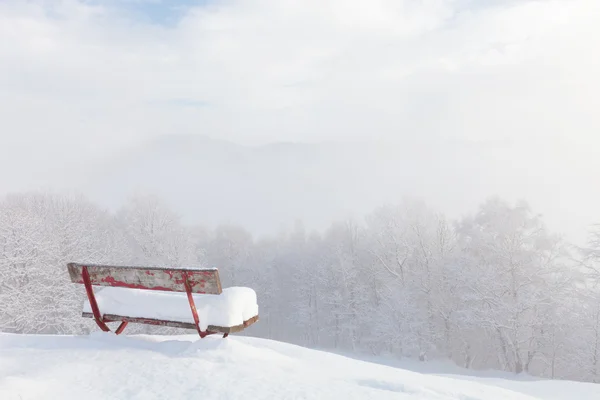 Banc devant le paysage hivernal — Photo