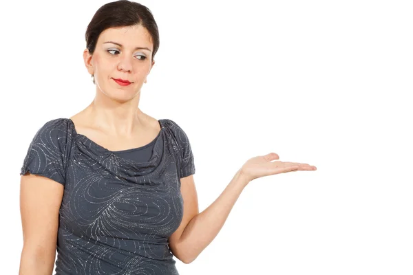 Mujer caucásica sobre fondo blanco — Foto de Stock