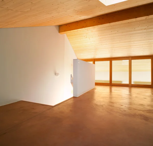 Apartment on different floors with laminate floor and wooden cei — Stock Photo, Image