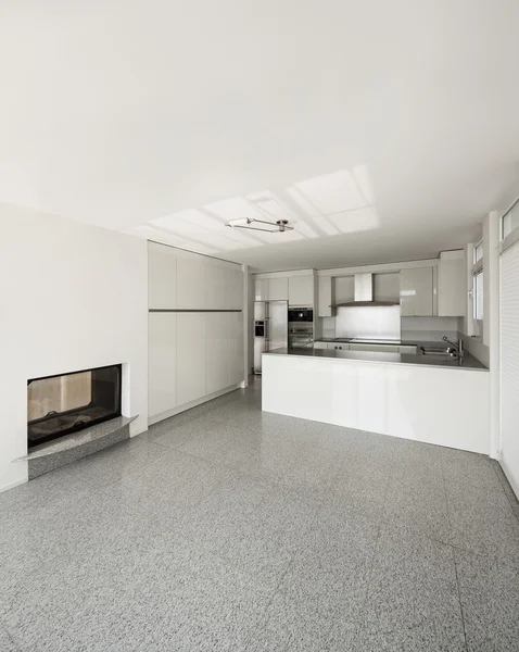 Innenraum, weiße Küche — Stockfoto