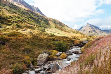 Swiss Alpine manzara, akış ve dağlar