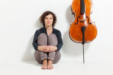 Portrait of young cellist clipart