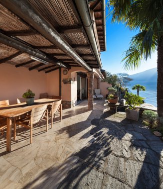 ev, veranda, günbatımı