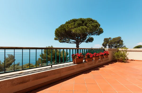 Beautiful balcony with sea view — Stock Photo, Image